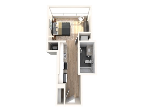 Floor plan for studio, 1 bath, 480 sqft